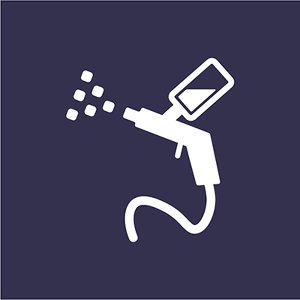 Icon of a spray paint gun with particles coming out.