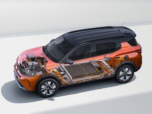 Cutaway view of a hybrid SUV showing internal components and battery layout.