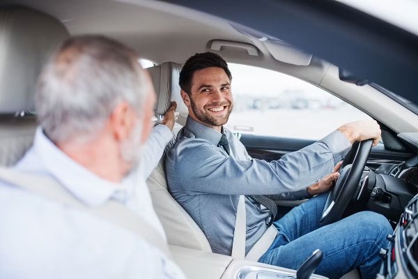 guy driving car
