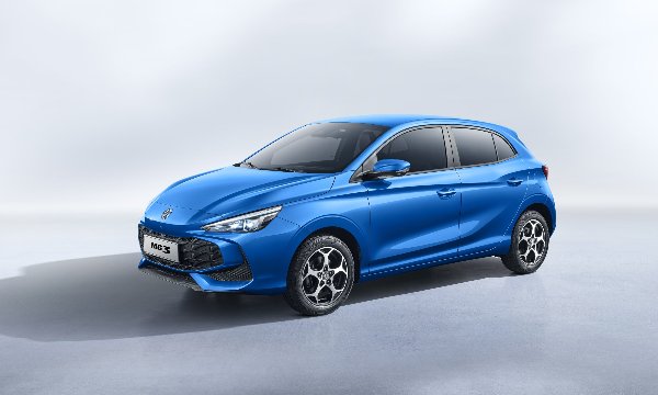 A blue MG3 hatchback car shown from the side and front angle.