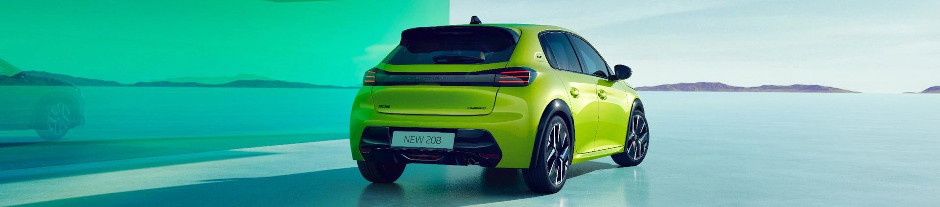 peugeot 208 from the rear in green
