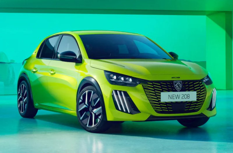 peugeot 208 in bright green from front