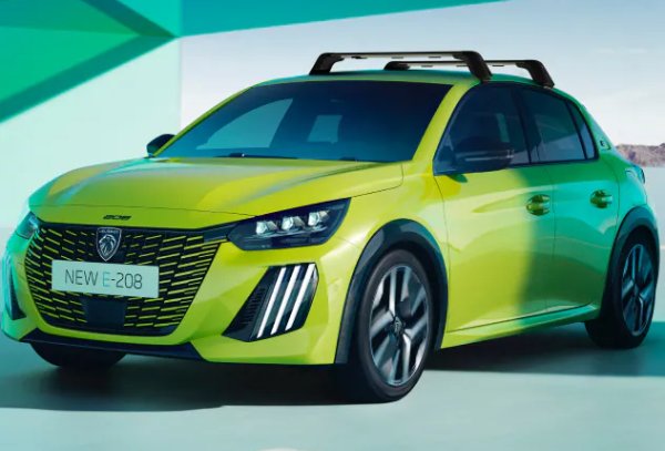 peugeot 208 in green with roof rack