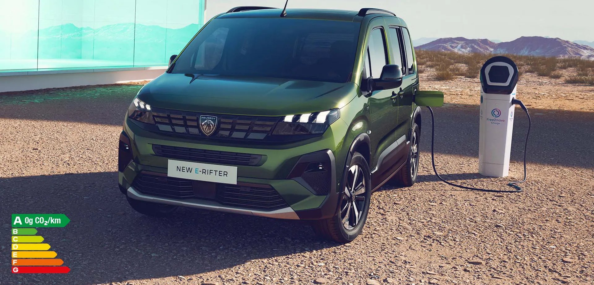 peugeot e rifter in green on charge