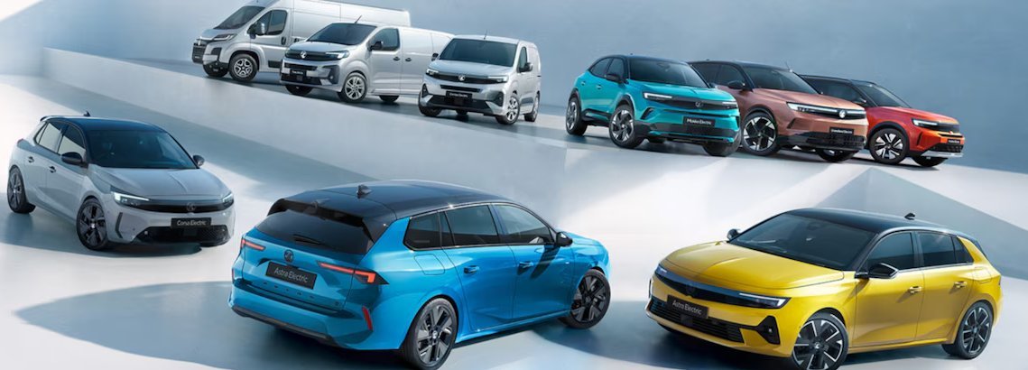Assorted cars and vans in various colours displayed on angled platforms.